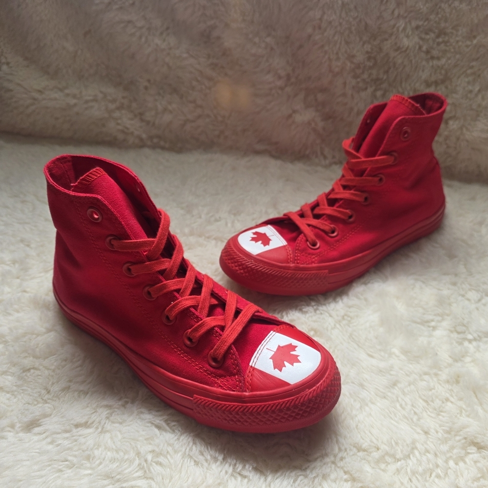 Converse Chuck Taylor All Star Canada Maple Leaf Flag Red High Top Sneakers 6.5